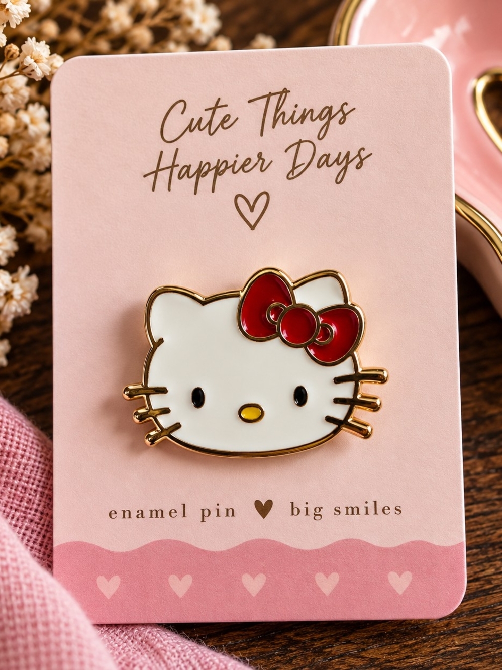 Pink Hello Kitty Enamel Pin - Bow New